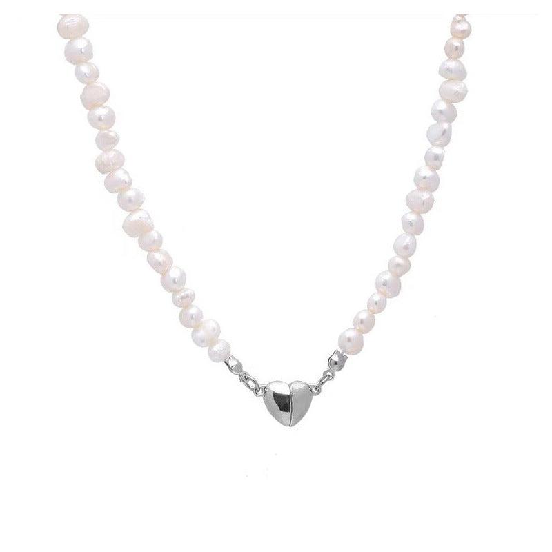 Elegant silver pearl bracelet with heart details Kalsten