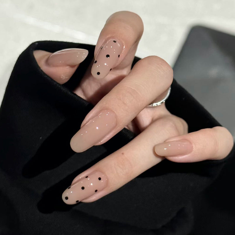 Elegant Glossy Press-On Nail Tips with Artistic Dot Design Kalsten