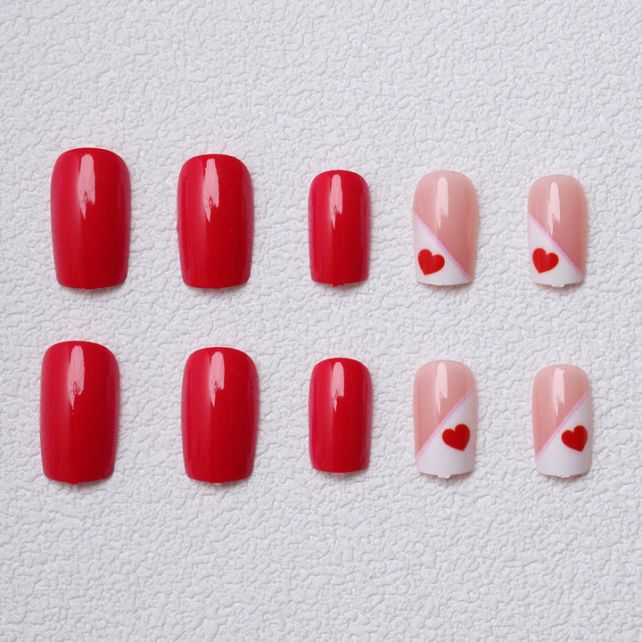 Heart-Embellished Press-On Nail Art Kalsten