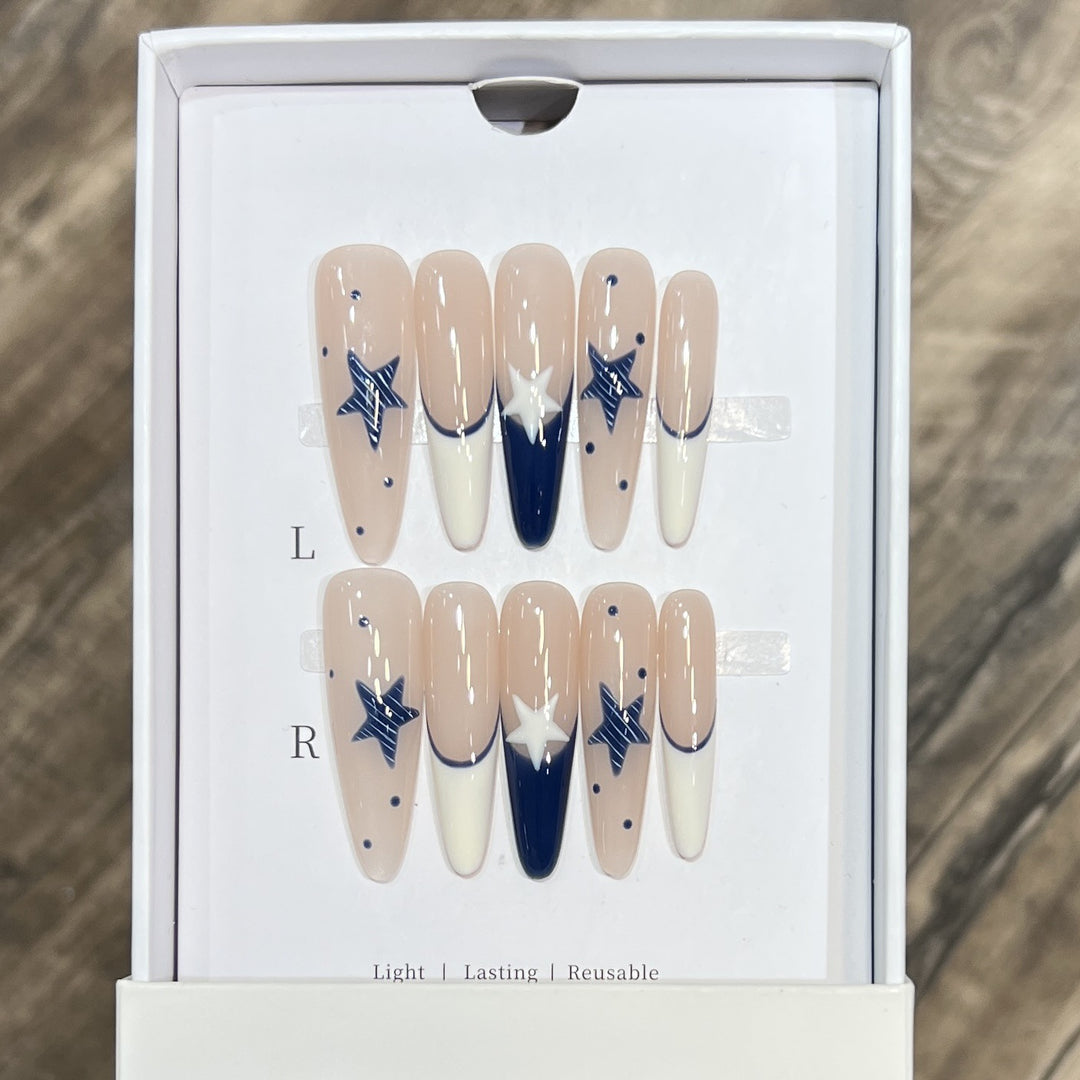 Elegant Stiletto Press-On Nail Set with Decorative Accents Kalsten