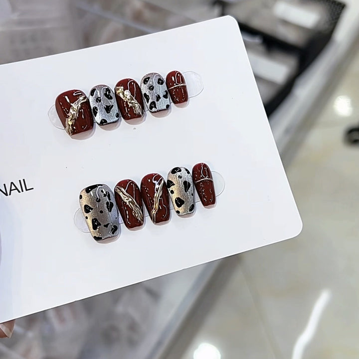 Stylish Press-On Nail Art Set with Unique Patterns Kalsten
