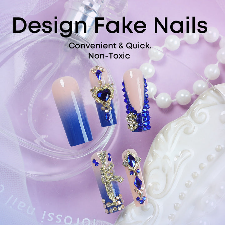 Artificial nail set with elegant ombre design and glamorous street elements Kalsten