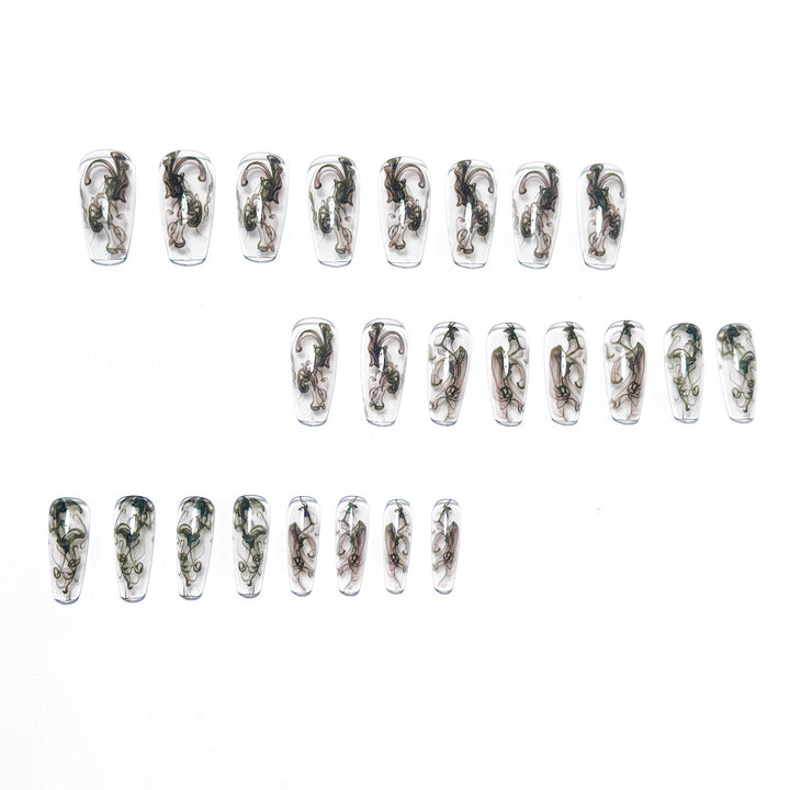 Artificial nails with modern transparent marble effect Kalsten