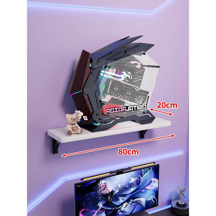 Wall-Mount Floating Shelf for Mid-Tower Gaming PC with Reinforced Brackets