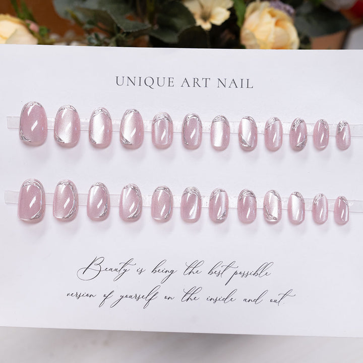 Decorative Press-On Nail Set with Unique Art Designs