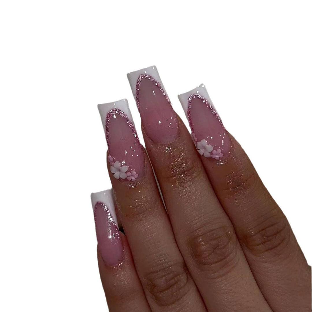 Floral Accent Acrylic Nail Extensions
