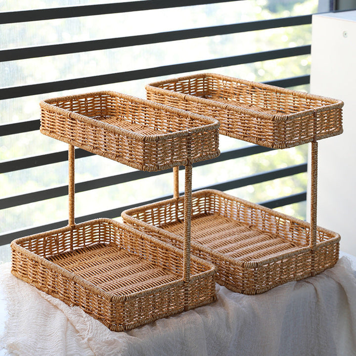 Multi-Tiered Wicker Storage Display Tray Kalsten