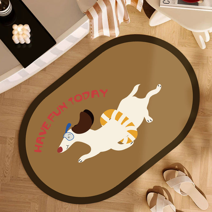 Playful Cartoon Dog-Themed Area Mat