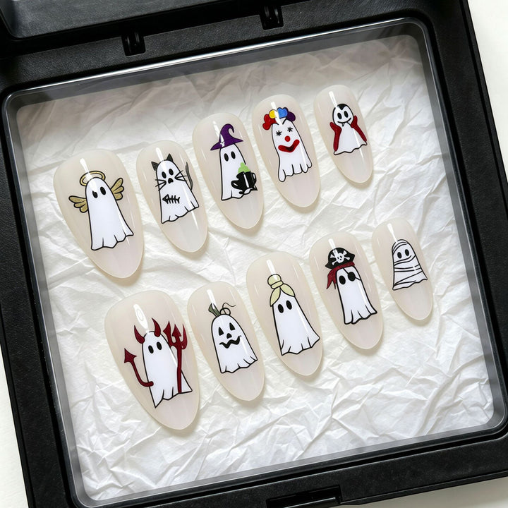 Halloween-Themed Ghost Design Press-On Nail Art Set Kalsten