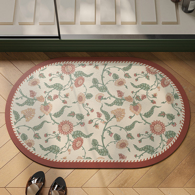 Floral Patterned Oval Area Mat