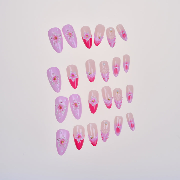 Elegant Floral-Accented Press-On Nail Set Kalsten