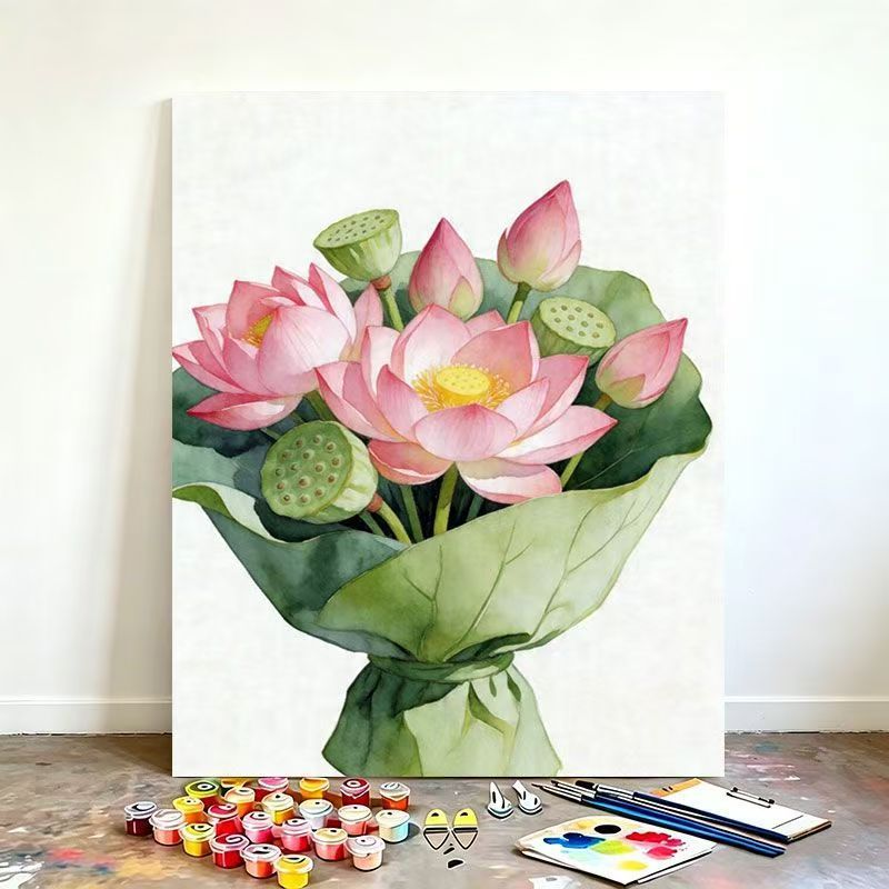Watercolor Lotus Flower Canvas Art Kit Kalsten