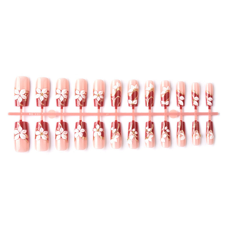 Artistic Floral 3D Press-On Nail Art Kalsten