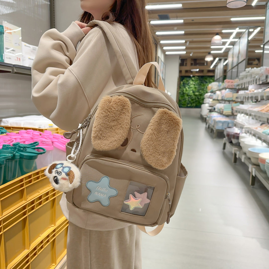 Kawaii Plush Backpack with Dog Design Kalsten