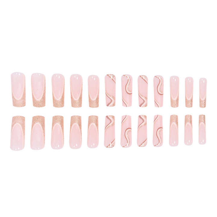 Decorative Long Press-On Nails with Gold Accents Kalsten