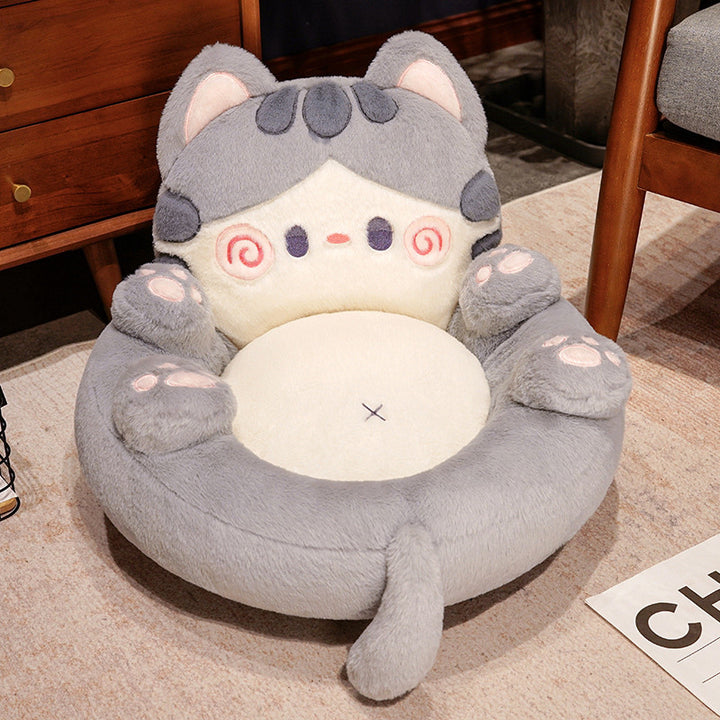 Soft cuddle pet sofa in cat shape with raised edge and non-slip bottom