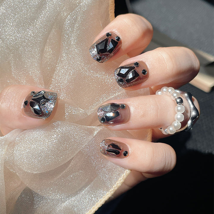 Elegant Crystal-Embellished Press-On Nail Art Kalsten