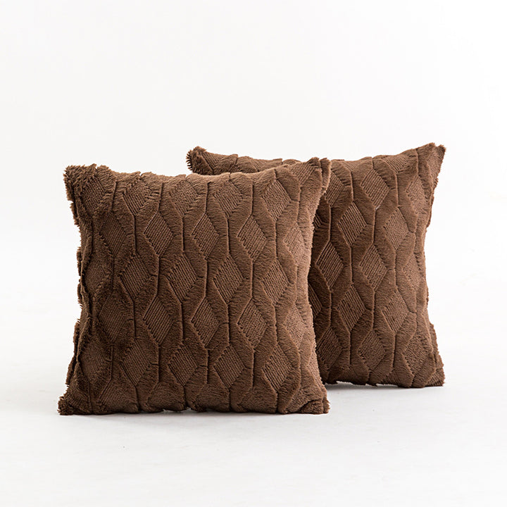Textured Knit Diamond Tufted Square Throw Pillow Cover with Frayed Edge