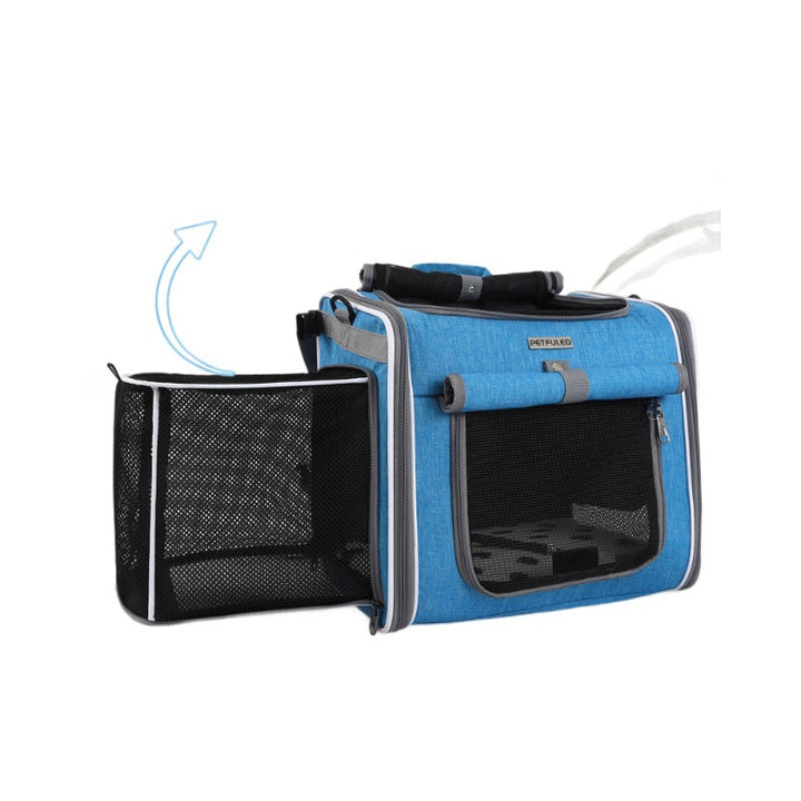 breathable bike-mounted pet carrier with mesh ventilation, top-entry access and safety leash Kalsten