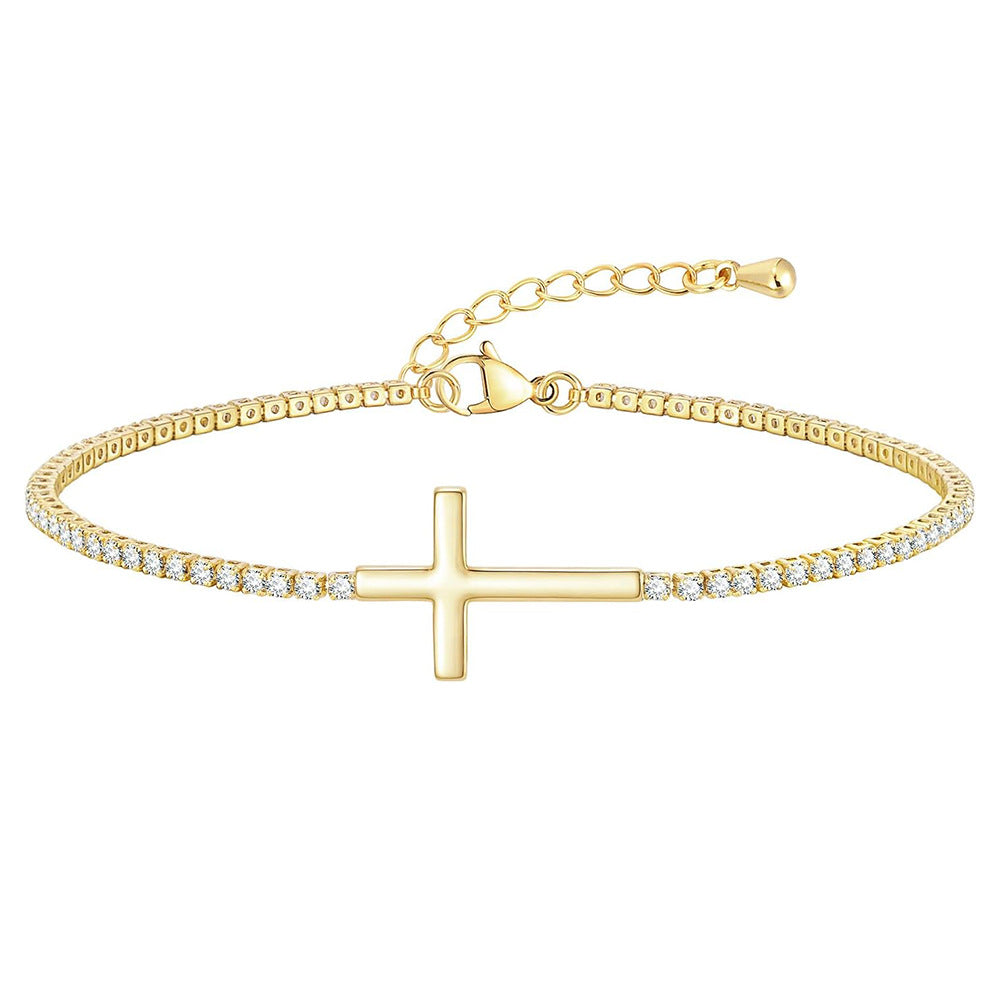 Crystal-Embellished Cross Charm Bracelet Kalsten