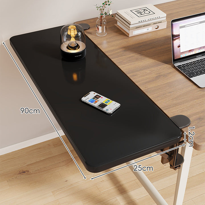 Clamp-On Adjustable Wooden Desk Side Shelf Extension with Foldable Bracket