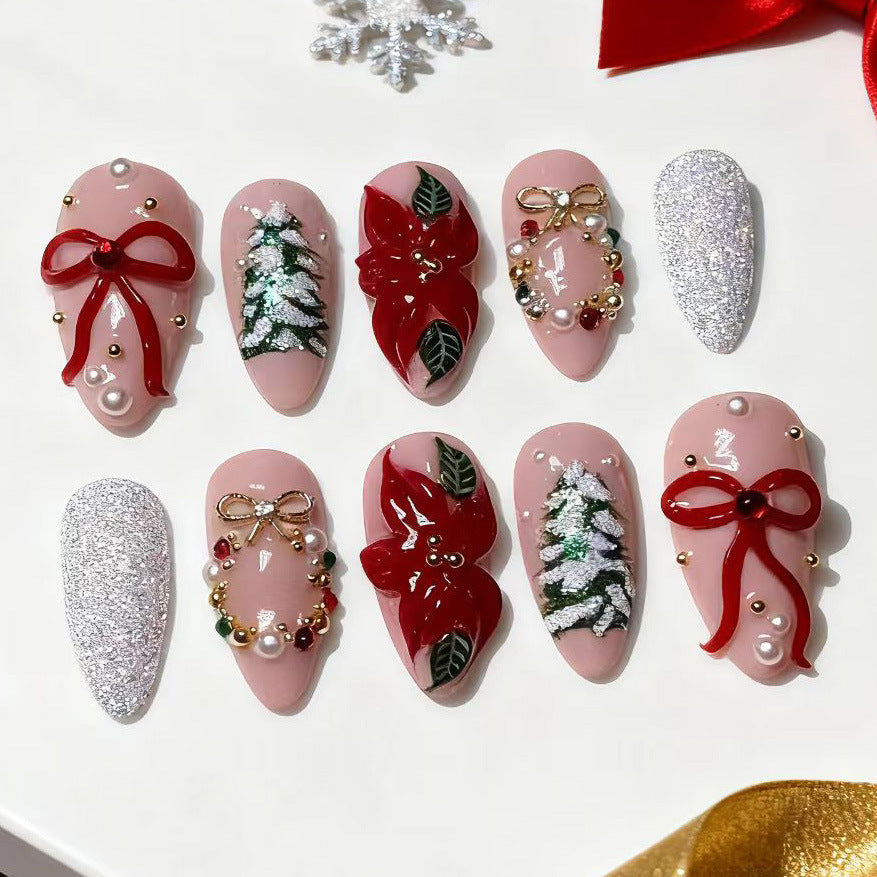 Festive Holiday-Themed Press-On Nail Art Set Kalsten 1790636494