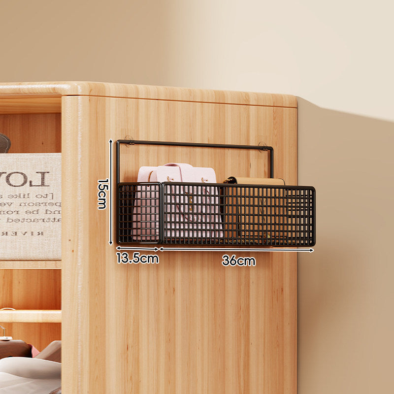 Over-Door Four-Tier Metal Mesh Hanging Storage Organizer with Integrated Hooks