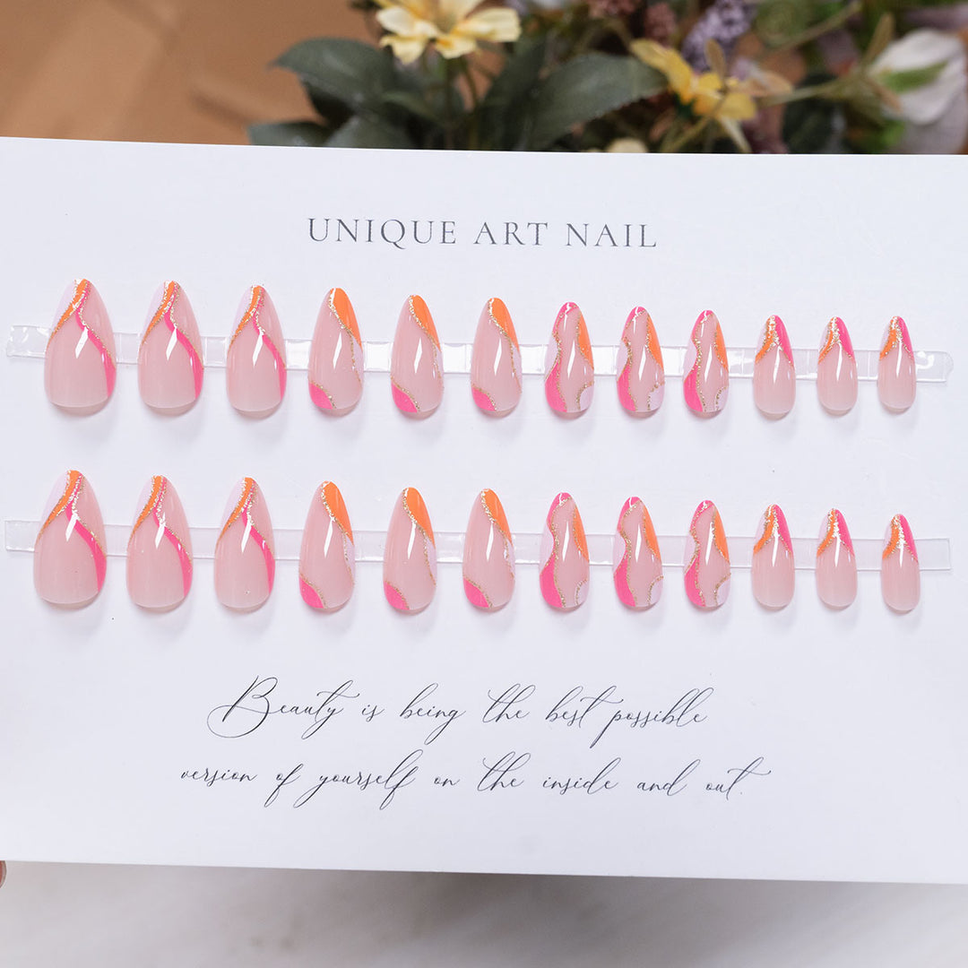 Artistic Glitter-Enhanced Stiletto Nail Art