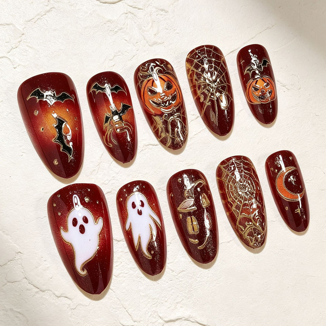 Artificial Nail Set with Halloween Designs Kalsten