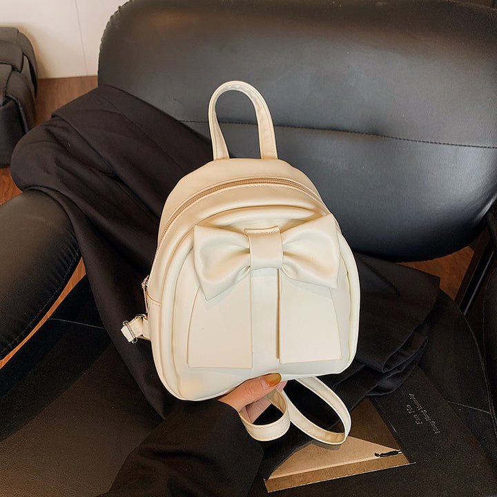 Bow-Accented Faux Leather Mini Backpack