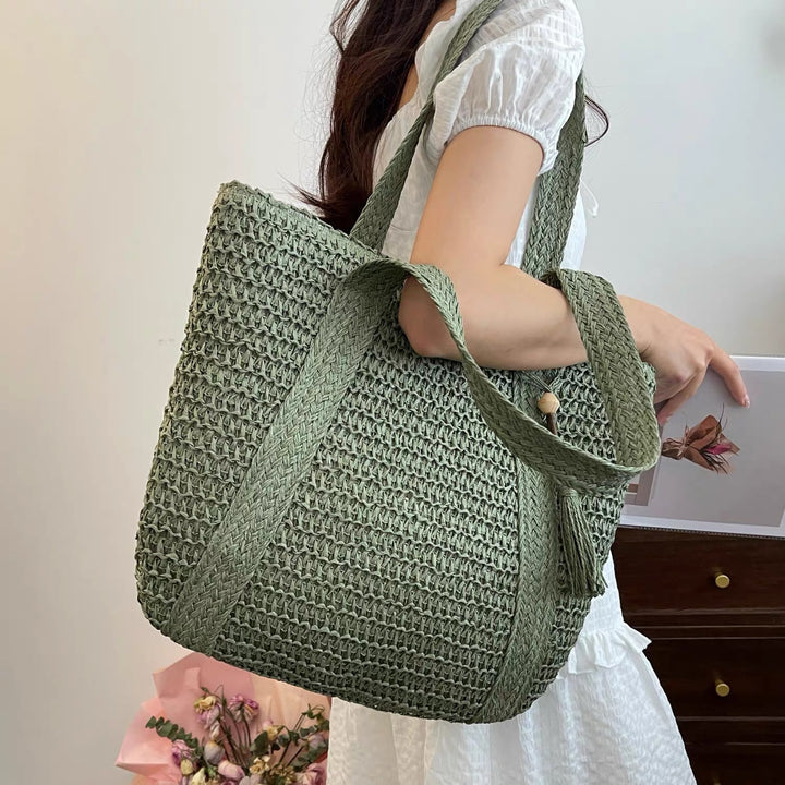 Macrame Tote with Woven Design Kalsten