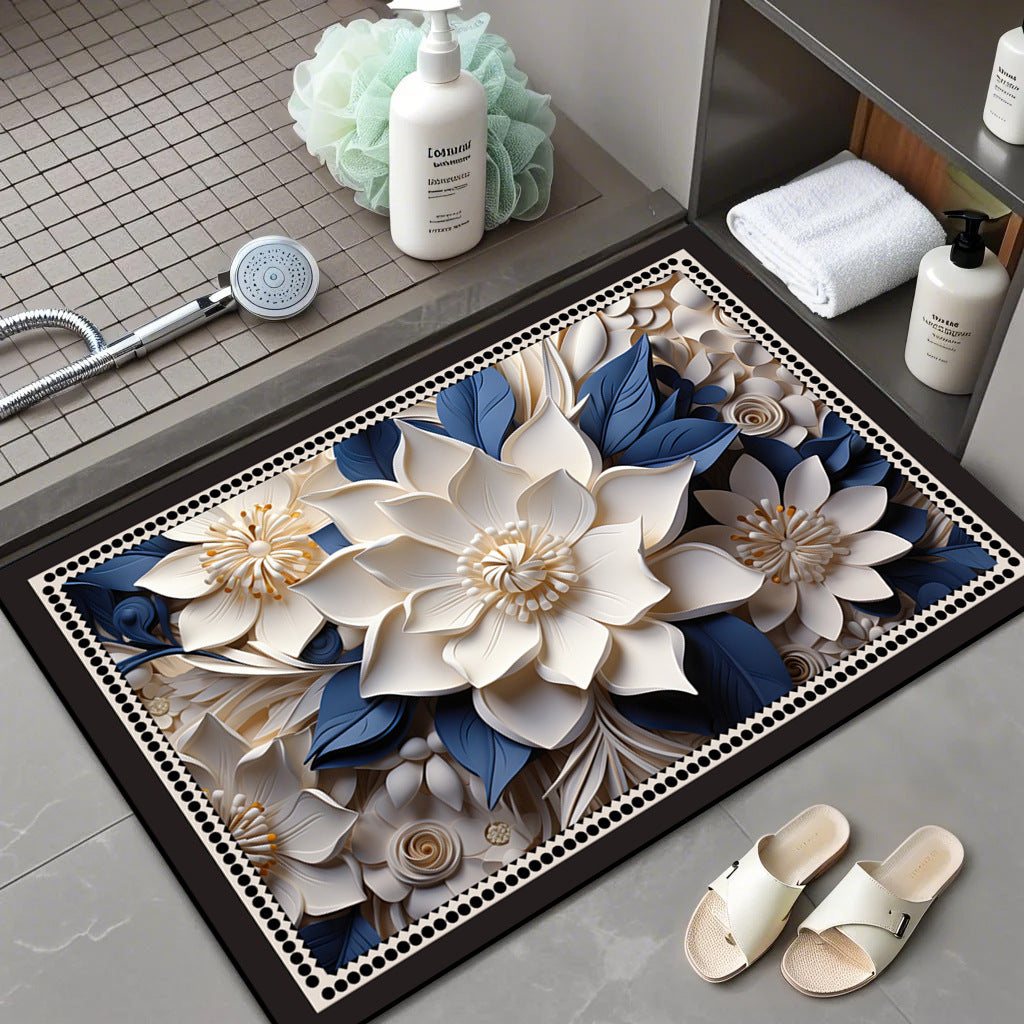 Floral Patterned Memory Foam Bath Mat Kalsten