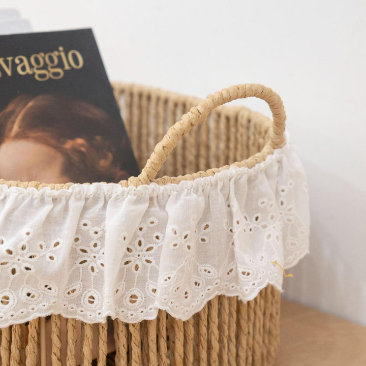 Charming storage basket with ruffle detail Kalsten