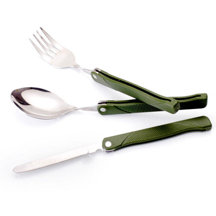 compact folding camping cutlery set with high-grade stainless steel utensils and tactical nylon pouch Kalsten
