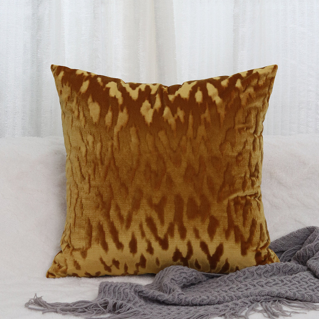 Plush Textured Velvet Square Throw Pillow Covers with Embossed Animal-Effect Jacquard