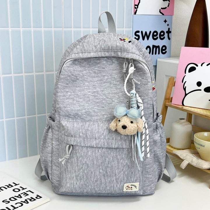 Casual Soft Fabric Backpack with Cute Charm Kalsten
