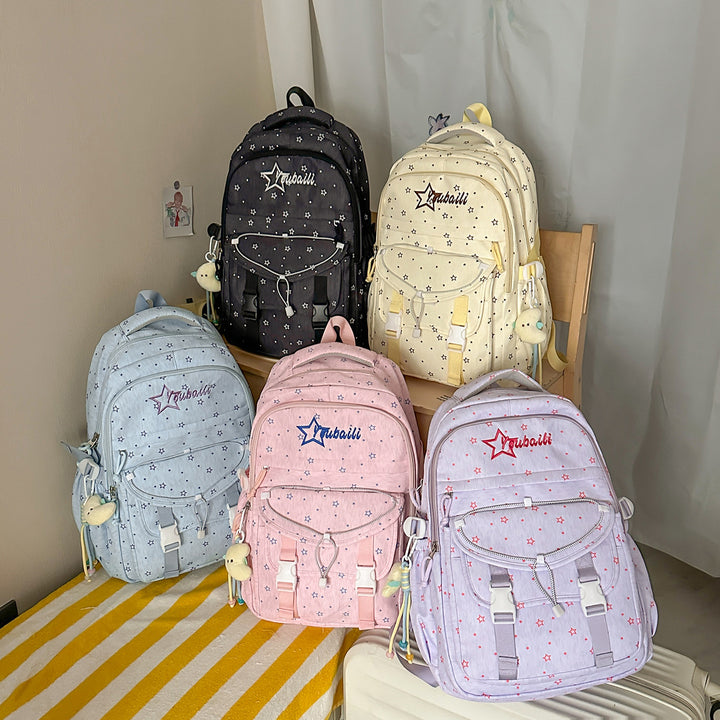Star-Embellished Casual School Backpack Kalsten