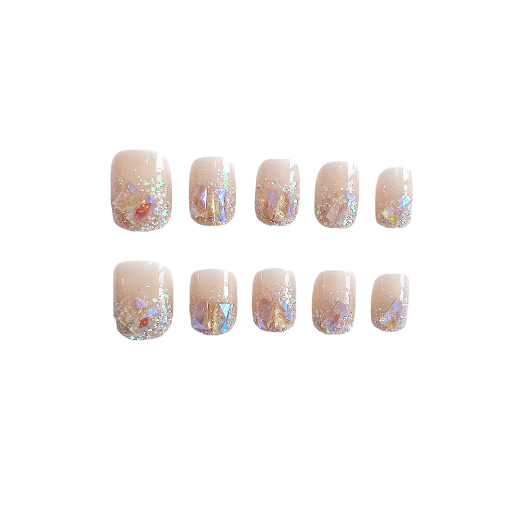 Glittering artificial nails with holographic accents Kalsten