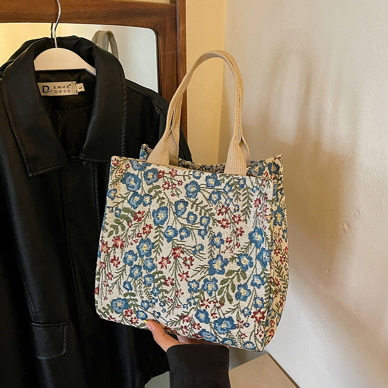 Floral Embroidered Canvas Tote Bag  1790617064