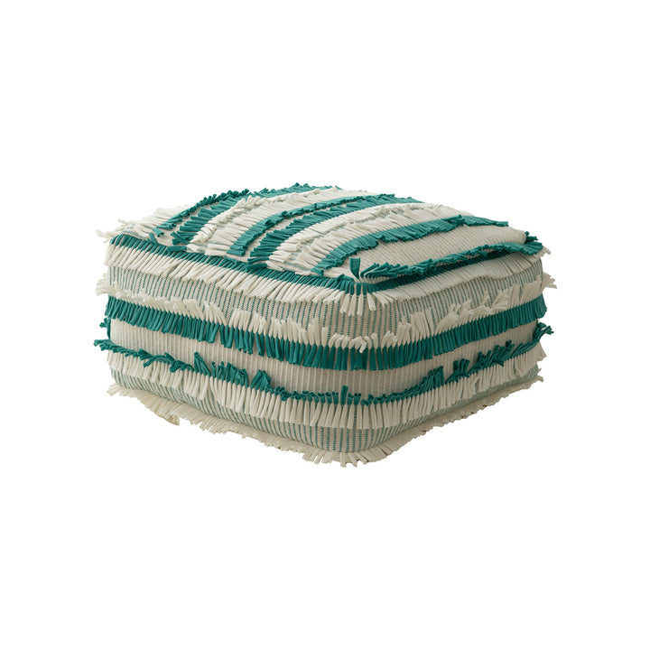 Boho-Pouf floor cushion with textured fringe surface