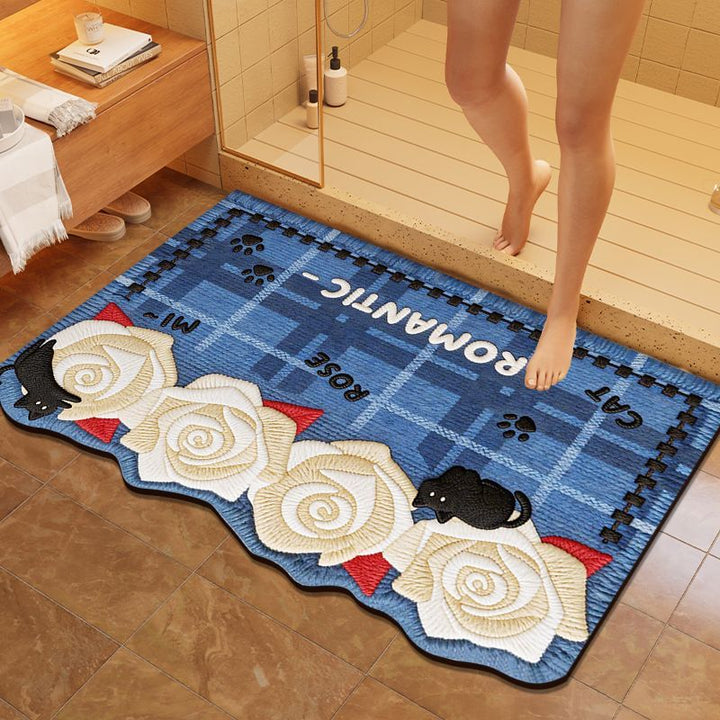 Floral Embroidered Bathroom Mat Kalsten
