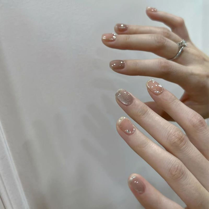 Artistic Press-On Nail Set with Glittery Star Accents Kalsten