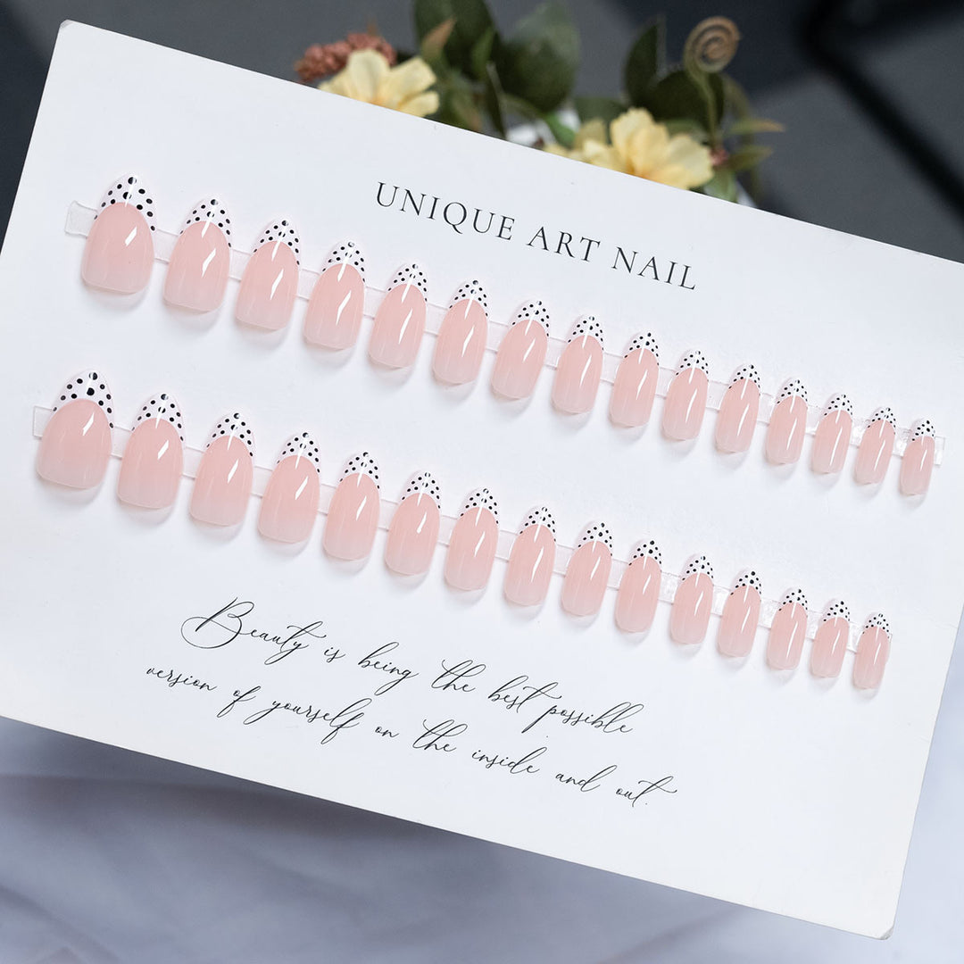 Stylish Stiletto Press-On Nails with Polka Dot Design