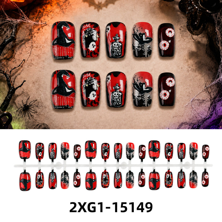 Acrylic nail set with creative Halloween motifs Kalsten