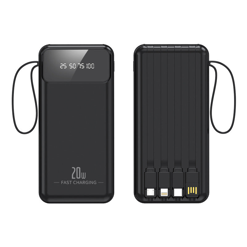 Portable power bank with integrated cable system and digital charging display Kalsten