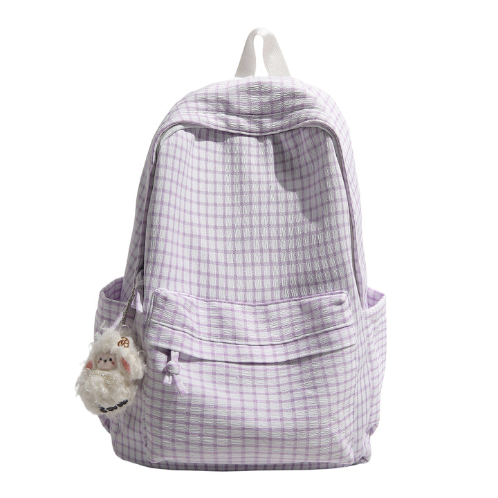 Checkered Patterned Multi-Pocket Backpack kalsten