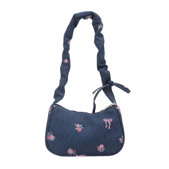 Embroidered Denim Shoulder Bag Kalsten