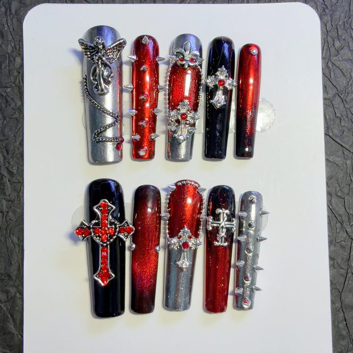 Gothic-Themed Decorative Press-On Nail Art Set