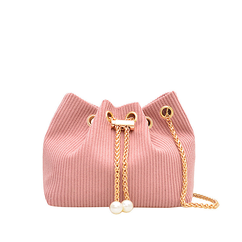 Elegant Textured Drawstring Bucket Bag