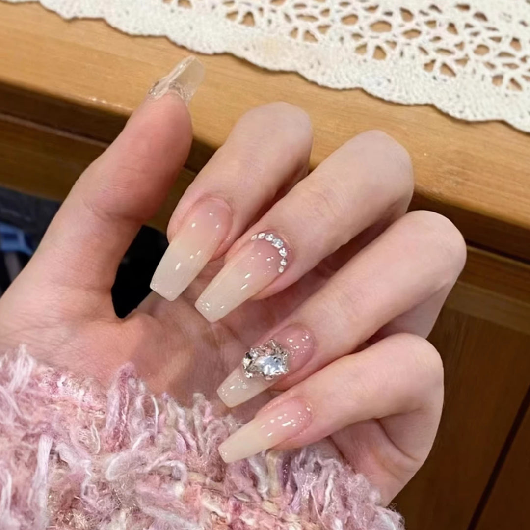 Luxurious Crystal-Embellished Press-On Nail Art Kalsten